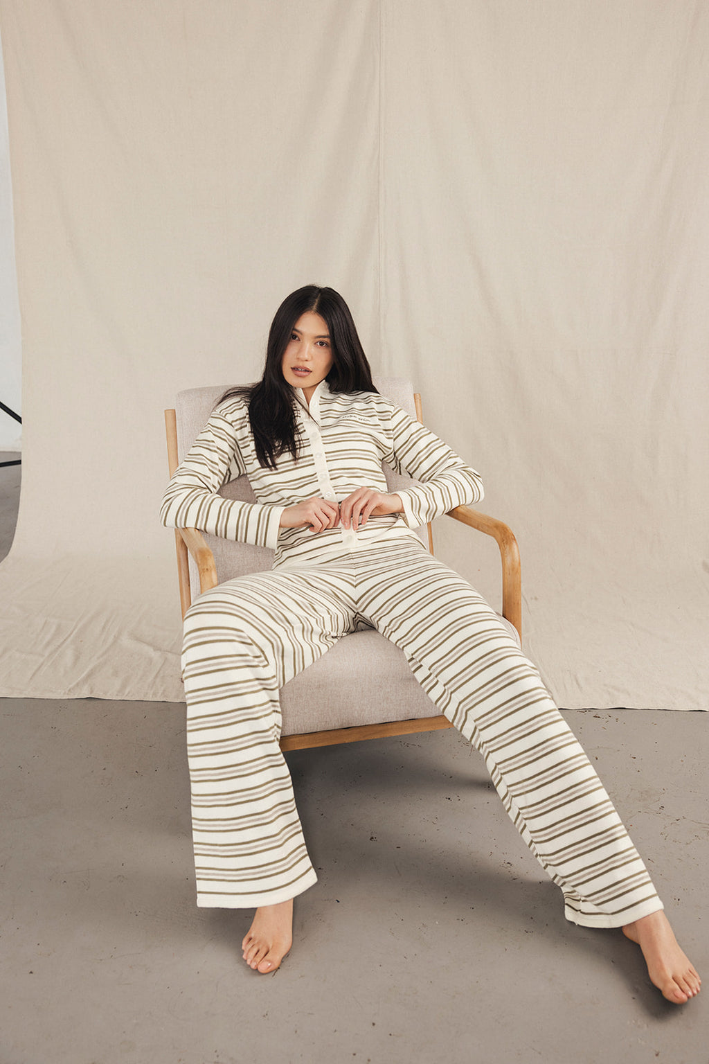 Neutral Stripe Knit Trousers