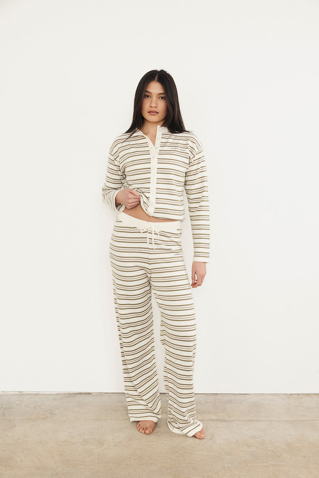Neutral Stripe Knit Trousers