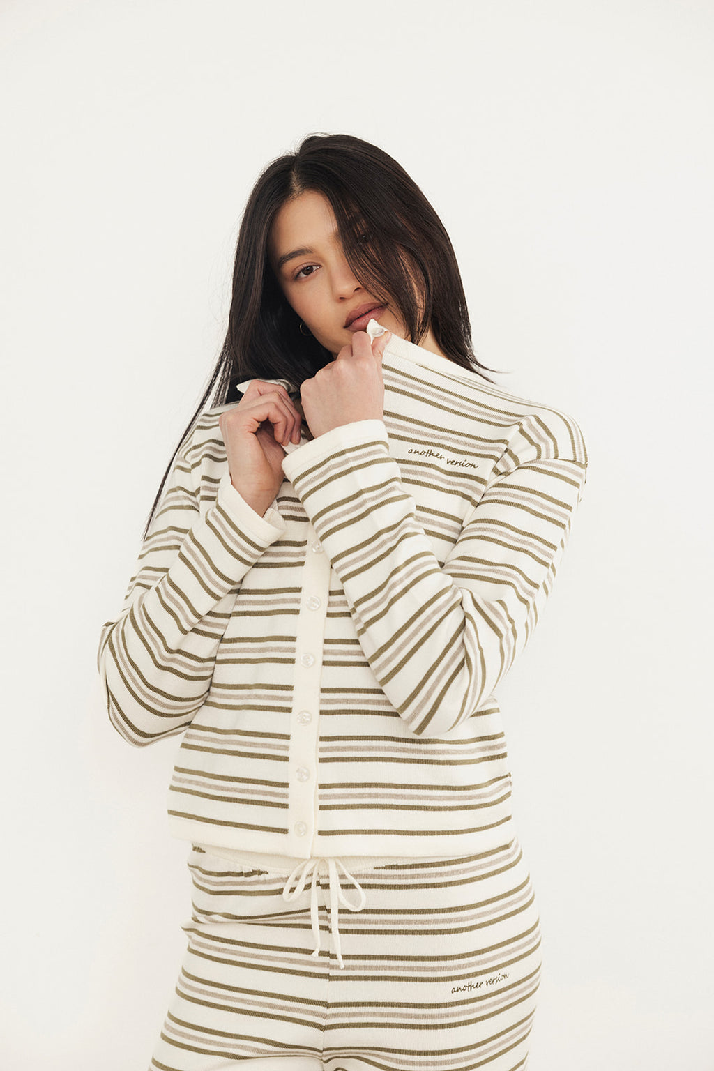 Neutral Stripe Knit Cardigan