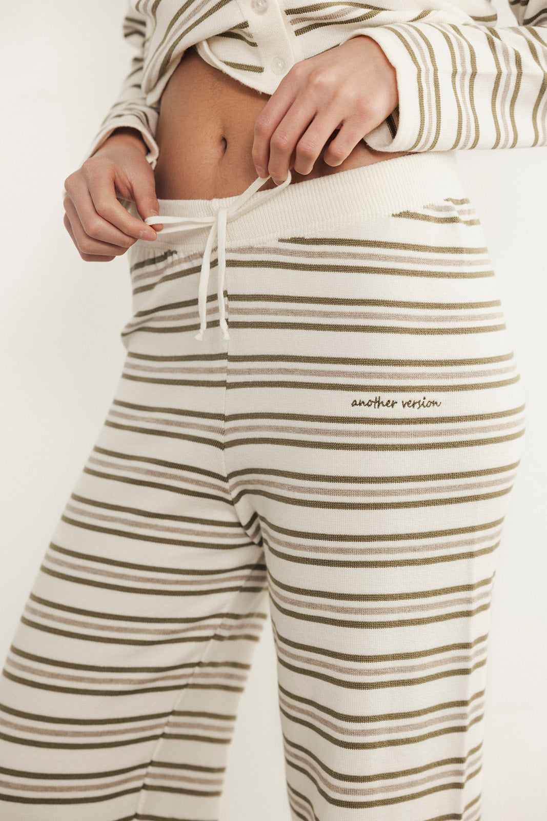 Neutral Stripe Knit Trousers
