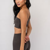 SECOND SKIN ONE SHOULDER BRA - CHARCOAL